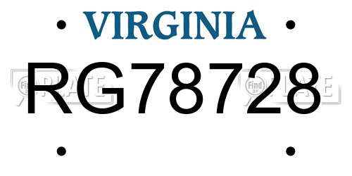 RG78728 Virginia License Plate