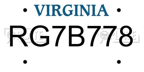 RG7B778 Virginia License Plate