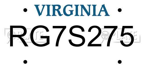 RG7S275 Virginia License Plate