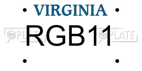 RGB11 Virginia License Plate
