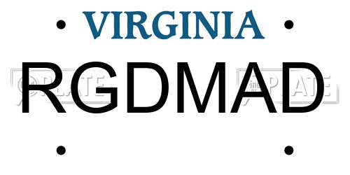RGDMAD Virginia License Plate