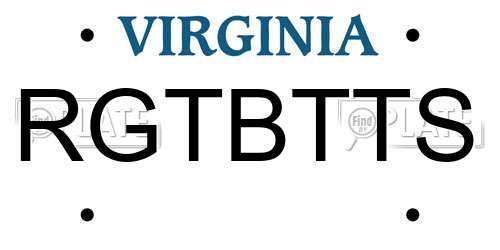 RGTBTTS Virginia License Plate