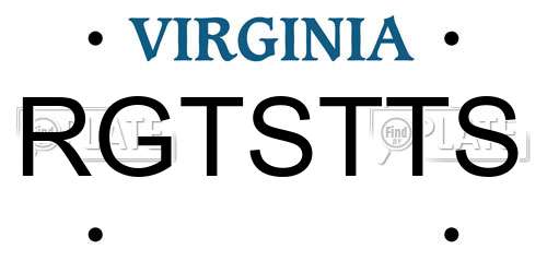 RGTSTTS Virginia License Plate