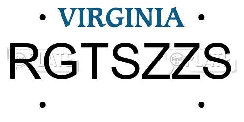 RGTSZZS Virginia License Plate