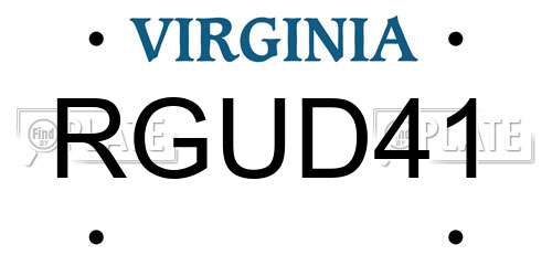 RGUD41 Virginia License Plate