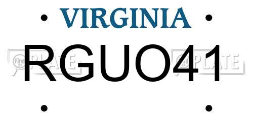 RGUO41 Virginia License Plate
