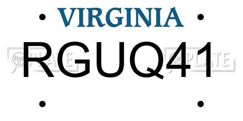 RGUQ41 Virginia License Plate