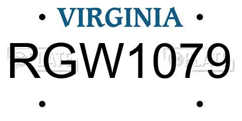 RGW1079 Virginia License Plate