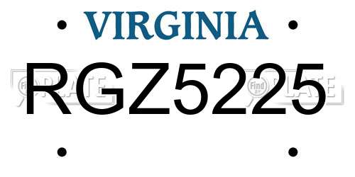 RGZ5225 Virginia License Plate