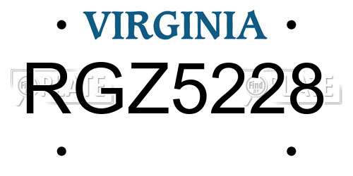 RGZ5228 Virginia License Plate