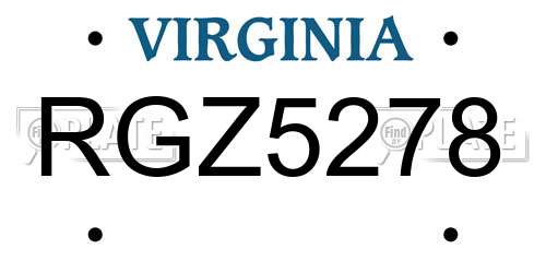 RGZ5278 Virginia License Plate