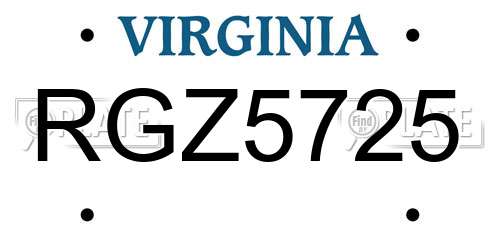 RGZ5725 Virginia License Plate