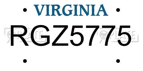 RGZ5775 Virginia License Plate