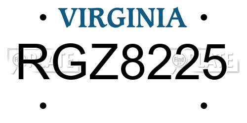 RGZ8225 Virginia License Plate