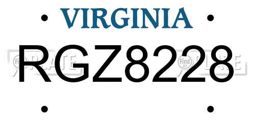 RGZ8228 Virginia License Plate
