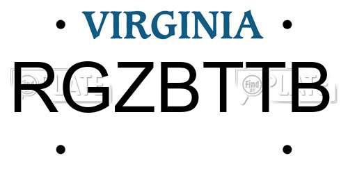 RGZBTTB Virginia License Plate