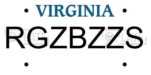 RGZBZZS Virginia License Plate