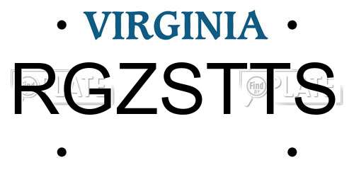 RGZSTTS Virginia License Plate