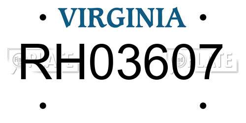 RH03607 Virginia License Plate