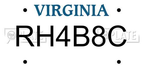RH4B8C Virginia License Plate