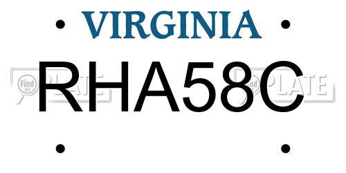 RHA58C Virginia License Plate