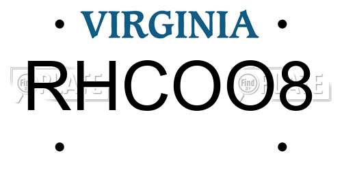 RHCOO8 Virginia License Plate