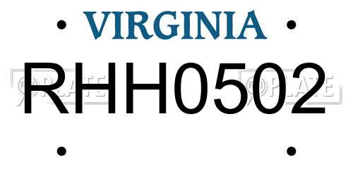 RHH0502 Virginia License Plate