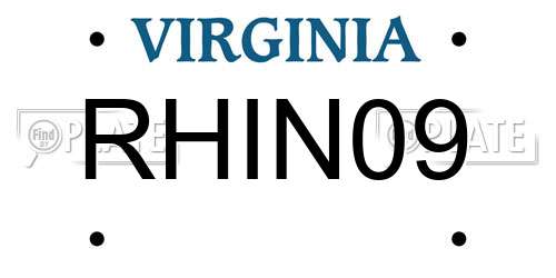 RHIN09 Virginia License Plate