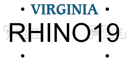 RHINO19 Virginia License Plate
