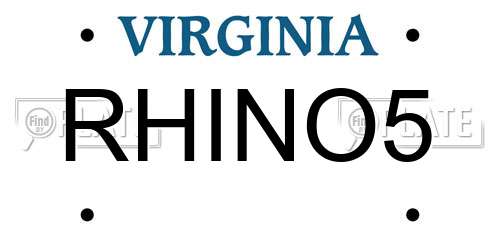 RHINO5 Virginia License Plate