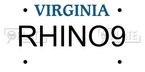 RHINO9 Virginia License Plate
