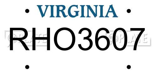 RHO3607 Virginia License Plate