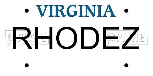 RHODEZ Virginia License Plate