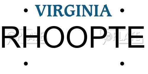 RHOOPTE Virginia License Plate