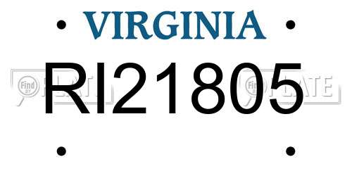 RI21805 Virginia License Plate