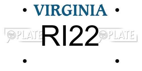 RI22 Virginia License Plate