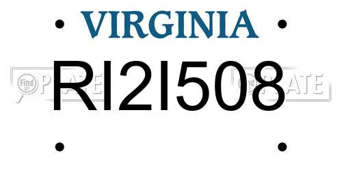RI2I508 Virginia License Plate
