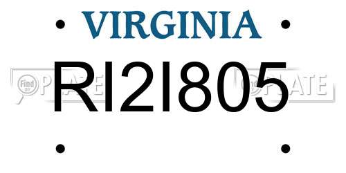 RI2I805 Virginia License Plate