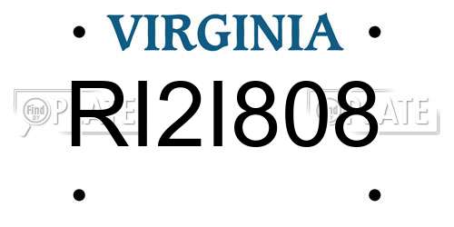 RI2I808 Virginia License Plate