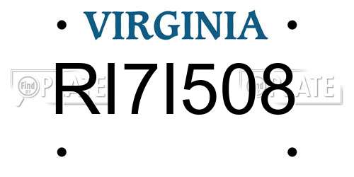 RI7I508 Virginia License Plate