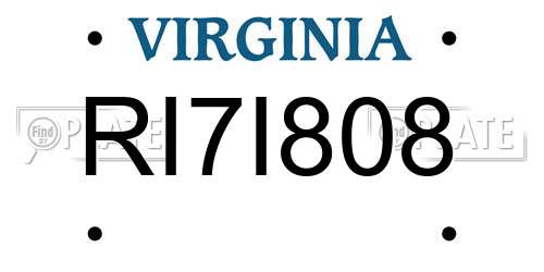RI7I808 Virginia License Plate