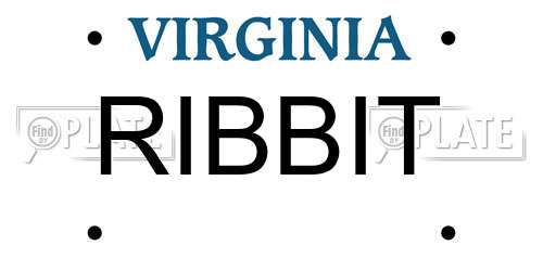 RIBBIT Virginia License Plate