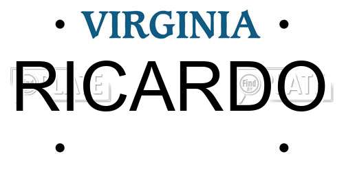 RICARDO Virginia License Plate