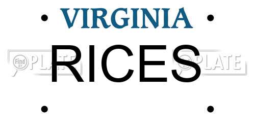 RICES Virginia License Plate