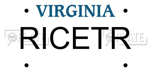 RICETR Virginia License Plate