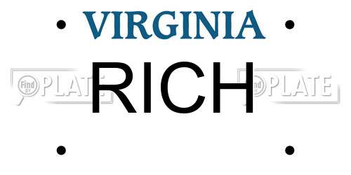 RICH Virginia License Plate