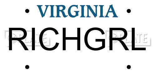 RICHGRL Virginia License Plate