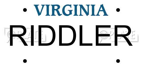 RIDDLER Virginia License Plate