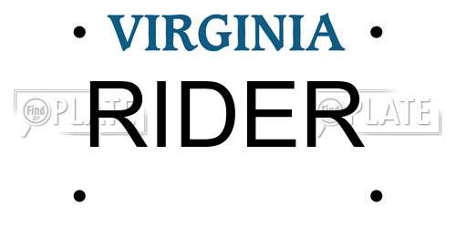 RIDER Virginia License Plate