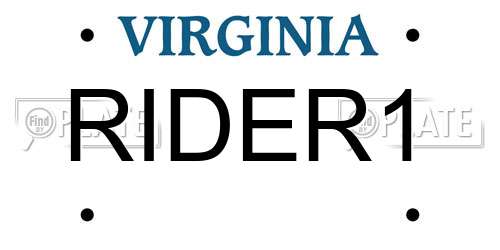 RIDER1 Virginia License Plate